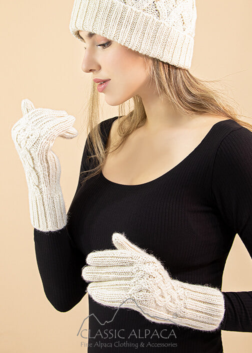 Women's Shadow Cable Alpaca Gloves
